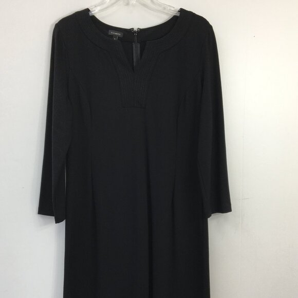 Talbots Long Sleeve Shift V-Neck Sheath Dress in Black Size 10 EXCELLENT - Picture 1 of 8